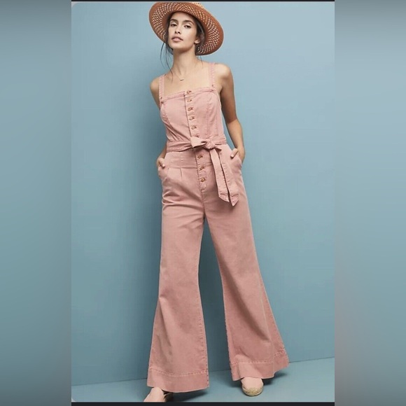Anthropologie Pink Strapless Jumpsuit - Picture 2 of 14